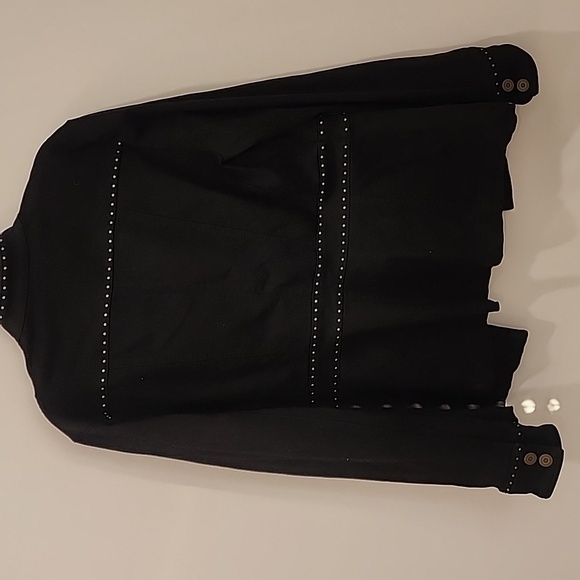 White House Black Market Black Studded Denim Jacket - Picture 3 of 3